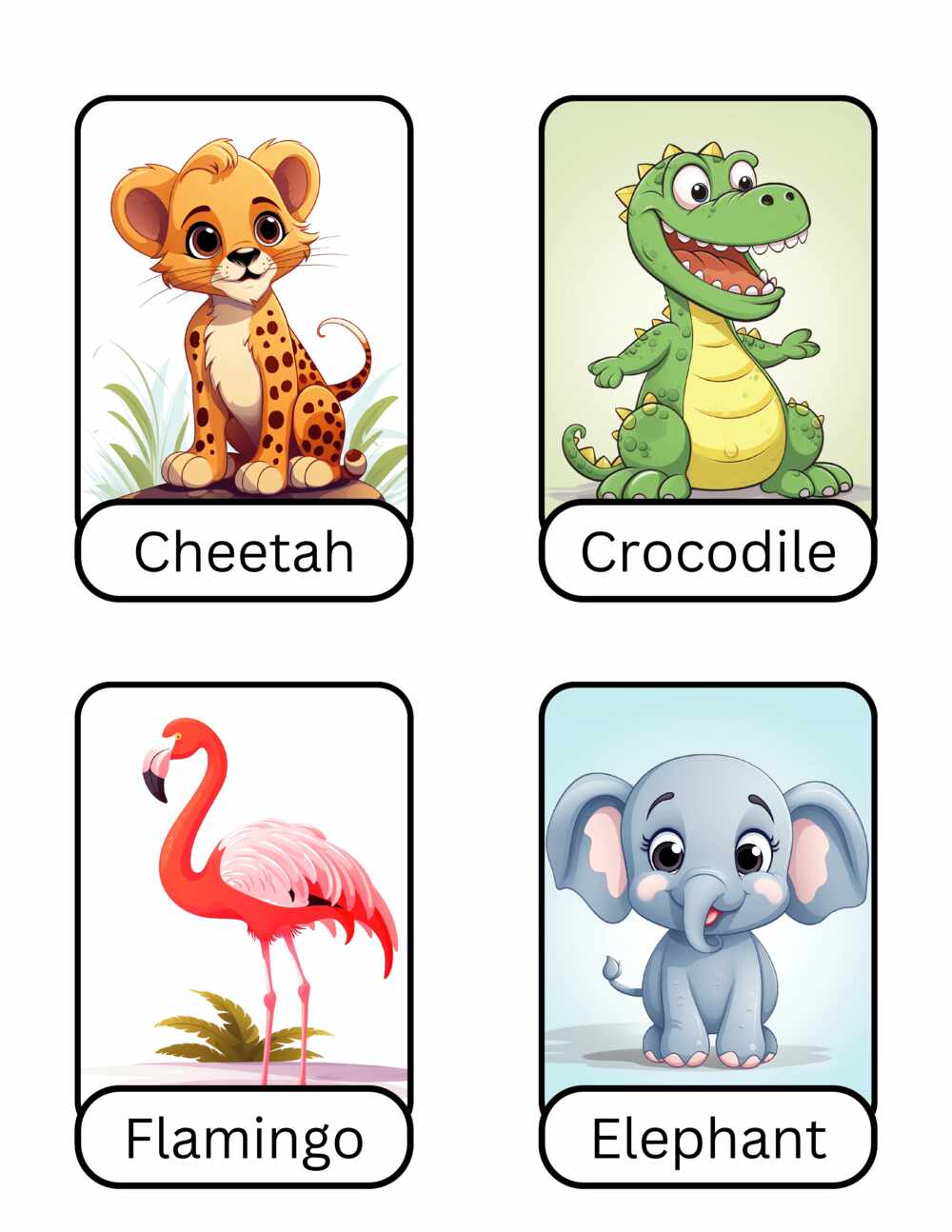 main card 871 Flashcards Zoo Animals